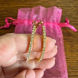 Lower Price! Never worn! Beautiful gold hoop earrings with crystals!
